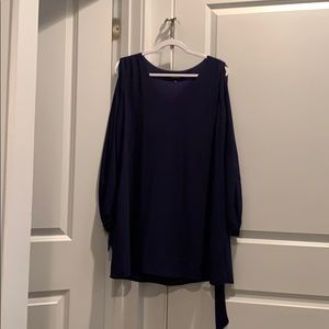 Navy blue long-sleeved mini dress